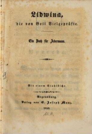 Lidwina, die von Gott Vielgeprüfte : ein Buch für Jedermann