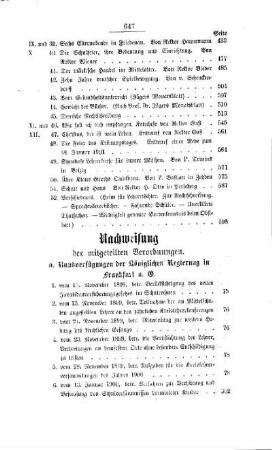 Nachweisung der mitgeteilten Verordnungen