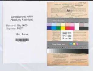 Entnazifizierung Anna Hirz, geb. 05.05.1907 (Stenotyp.)