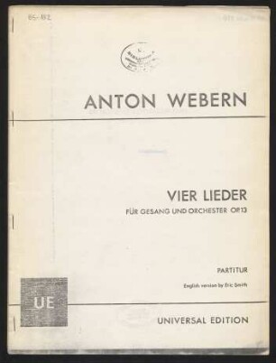 Vier Lieder für Gesang und Orchester : op. 13