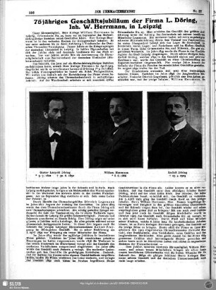 75jähriges Geschäftsjubiläum der Firma L. Döring, Inh. W. Herrmann, in Leipzig