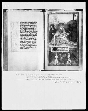 Lateinisches Gebetbuch mit Kalendarium — Beweinung Christi, darunter das Wappen des Jacques Coeur