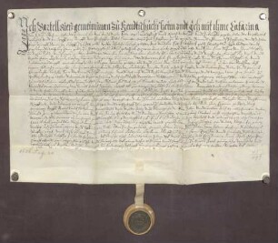 Barthel Rieß verkauft an Barthel Hermann, Schaffner zu Neuburg, eine Gült von 5 Gulden um 100 Gulden Kapital.