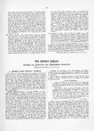 Vor hundert Jahren