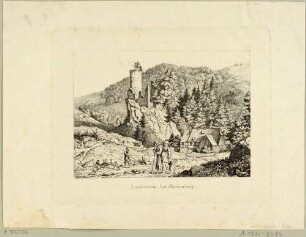 Die Burgruine Lauterstein (Marienberg-Niederlauterstein) im Erzgebirge, aus Richters Zehn Ansichten merkwürdiger Gegenden in Sachsen