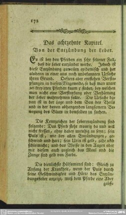 Das achtzehnte Kapitel. Von der Entzündung der Leber