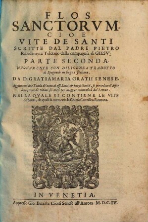 Flos Sanctorum cioè vite de santi, 2