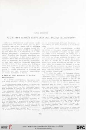 Prace Jana Eliasza Hoffmanna dla zakonu Kamedułów