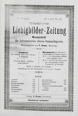IV. Jahrgang. No. 5 (Lfd. No. 41). (Hamburg, 1. Mai 1899.)