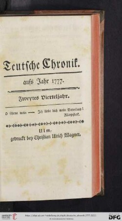 Zweytes Vierteljahr