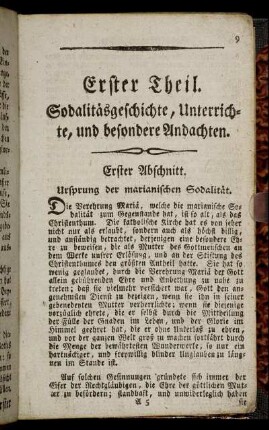 Erster Abschnitt. Ursprung der marianischen Sodalität.
