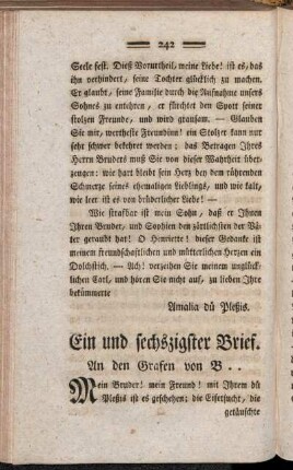 Ein und sechszigster Brief - Siebenzigster Brief
