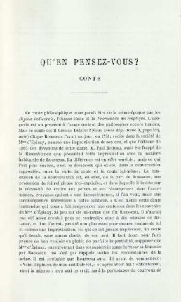 Qu'en pensez-vous? Conte