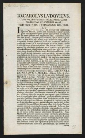 Jo. Carolus Ludovicus, comes Palatinus Rheni, dux Bavariae...