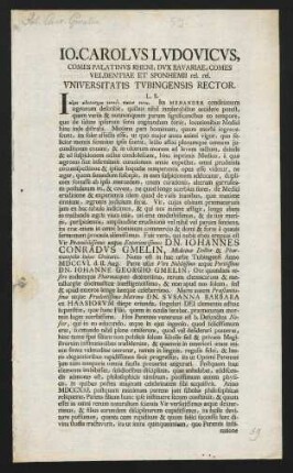 Jo. Carolus Ludovicus, comes Palatinus Rheni, dux Bavariae...