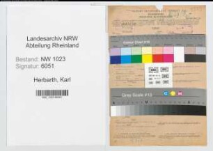 Entnazifizierung Karl Herbarth , geb. 11.10.1899 (Inspektor)