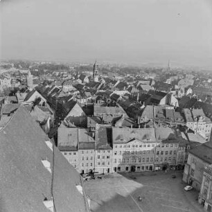 Blick vom Turm des Domes St. Petri auf die Stadt
