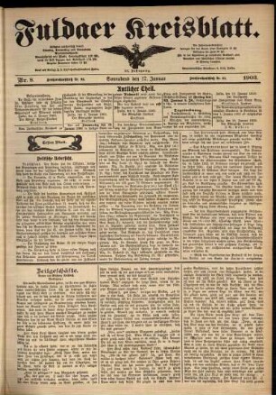 Erste Ausgabe vom Samstag, den 17. Januar 1903.
