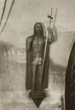 Döbeln, Nicolaikirche, Skulptur des Christus in der Vorhalle : Westliche Vorhalle mit Skulptur des Christus, Holz, bemalt, Ende 18. Jahrhundert