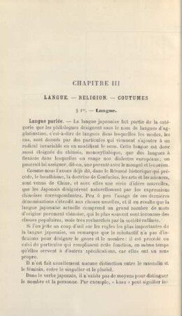 Chapitre III. Langue. - Religion. - Coutumes