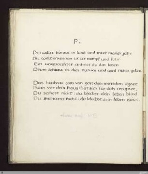 P: : [SW IX: hH6]; [SW IX, S. 78/161] / Geschrieben von Max Kommerell
