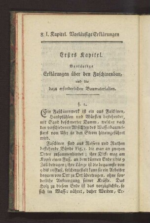 Erstes Kapitel Vorläufige Erklärungen über den Faschinenbau und die dazu erforderlichen Baumaterialien