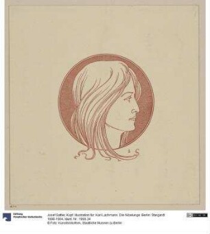 Kopf. Illustration für: Karl Lachmann. Die Nibelunge. Berlin: Stargardt 1898-1904