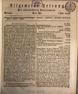 Allgemeine Zeitung. 1816, [3] - [4] = 7 - 12