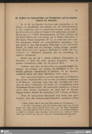 IX. Einfluss der Concentration der Flüssigkeiten auf die Empfindlichkeit der Emulsion