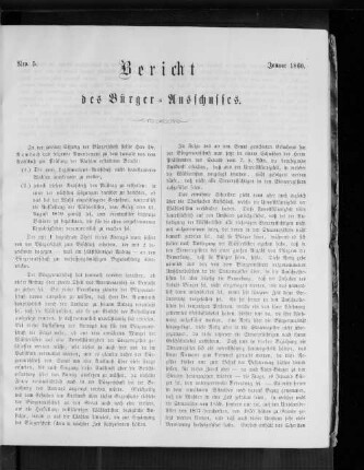 Nr. 5 Bericht des Bürgerausschusses Januar 1860