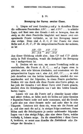 § 18. Erzeugung der Curven zweiter Classe.