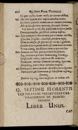Q. Septimii Florentis Tertulliani ... De Iudicio Domini