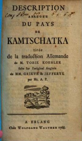 Description Abrégée Du Pays De Kamtschatka