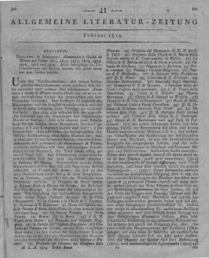 Almanacco e Guida di Milano. Per l'anno 1811, 1812, 1813, 1814, 1815, 1816, 1817, 1818. Mailand: Sonzogno [s.a.]