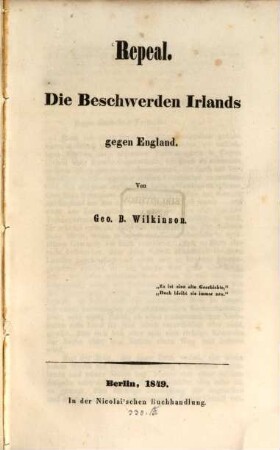 Repeal : Die Beschwerden Irlands gegen England