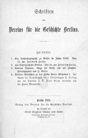 Ein Leichenbegängnis zu Berlin im Jahre 1588