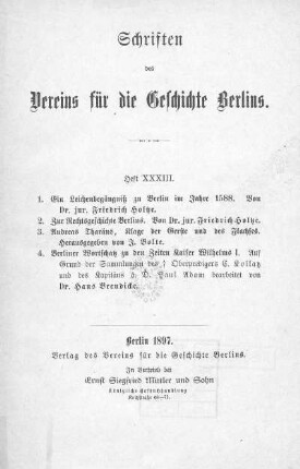 Ein Leichenbegängnis zu Berlin im Jahre 1588