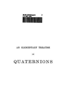 An Elementary Treatise on Quaternions