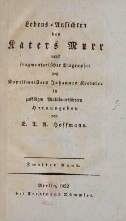 Bd. 2: Lebens-Ansichten des Katers Murr