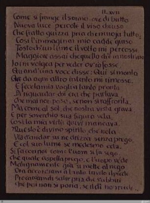 II. XVII Come si frange il sonno (Divina commedia, XVII, 40 - 63)