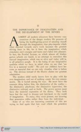 II. The Importance of Imagination and the Development of the Senses