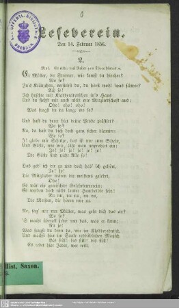 2: Leseverein den 14 Februar 1856