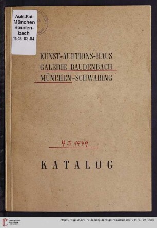 Juwelen- und Kunst-Auktion: Kunst- und Juwelen-Auktion am Freitag, den 4. März 1949