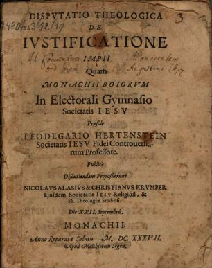 Disp. theol. de iustificatione impii
