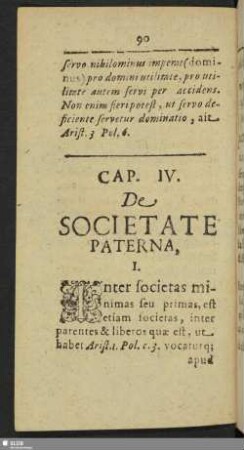 Cap. IV. De Societate Paterna