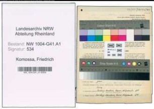 Entnazifizierung Friedrich Komossa , geb. 19.11.1889 (Wachtmeister)