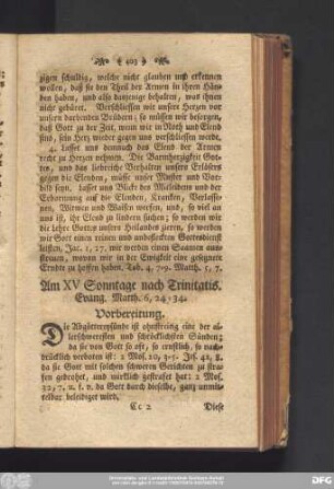 Am XV Sonntage nach Trinitatis. Evang. Matth. 6, 24 - 34.