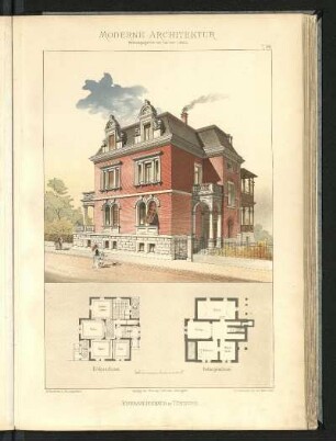 Einfamilienhaus in Tübingen. A. Knoblauch, Bauinspektor. Grundriss Erdgeschoss u. Kellergeschoss