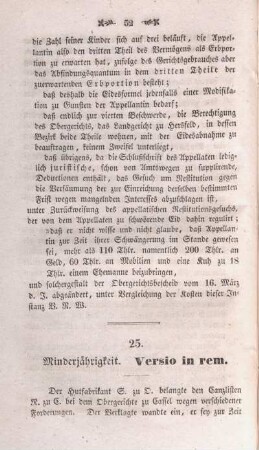 25. Minderjährigkeit. Versio in rem.
