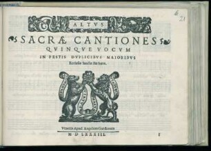 Guglielmo Gonzaga: Sacrae Cantiones quinque vocum ... Altus